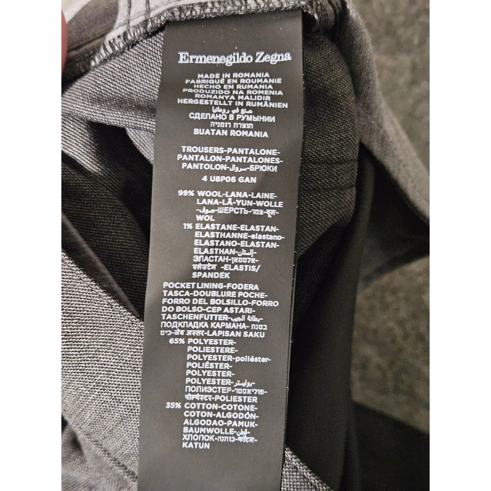 Ermenegildo Zegna Trousers Mens 34x26 Gray Wool Stretch Straight Leg 4U8P06 GAN - Picture 8 of 9